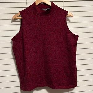 TRUE VINTAGE Early 2000s Red Mock Turtleneck Sleeveless Knit Top